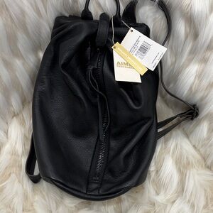 Aimee Kestenberg Textured Black Leather Backpack with inteior organizer pocket